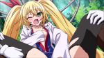 10s 1girl animated anime_screenshot blonde_hair blush boots breasts cyborg female_ejaculation female_orgasm grabbing_another&#039;s_breast green_eyes groping hoods_entertainment kagaku_na_yatsura kuze_airi lab_coat leggings long_hair masturbation mechanical_arms nipples nozaki_masaya orgasm outdoors pussy_juice ribbon small_breasts sound spread_legs sweat thighs torn_clothes very_long_hair video