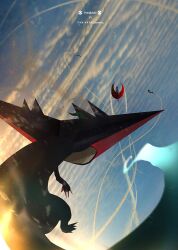 Rule 34 | battle, cloud, commentary, copyright name, dragapult, dreepy, flying, gen 3 pokemon, gen 8 pokemon, mega pokemon, mega salamence, nintendo, no humans, otsumami (bu-bu-heaven), poke ball symbol, pokemon, pokemon (creature), pokemon focus, salamence, sky, solo focus, twitter username, vs