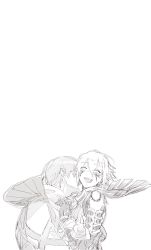 Rule 34 | .hack//, .hack//g.u., 2boys, absurdres, blush, closed eyes, commentary request, facial tattoo, greyscale, happy, haseo (.hack//), highres, kiss, kissing neck, maishi, male focus, monochrome, multiple boys, open mouth, ovan (.hack//), short hair, shoulder tattoo, tattoo, teeth, upper body, upper teeth only, yaoi