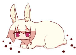 1girl animal_ears animalization blonde_hair blush female_focus full_body hair_between_eyes kemomimi-chan_(naga_u) long_hair looking_at_viewer naga_u original poop rabbit rabbit_ears rabbit_tail red_eyes shadow sidelocks solo tail white_background