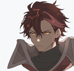 1boy closed_mouth diamant_(fire_emblem) fire_emblem fire_emblem_engage hair_between_eyes highres illust_mi looking_at_viewer male_focus nintendo portrait red_eyes red_hair solo white_background