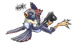 1girl animal_feet animal_penis beak bird_legs bird_tail blue_fur blue_hair blue_wings body_fur character_name claws disembodied_hand disembodied_penis erection feathered_wings feet from_side furry furry_female green_eyes headphones hetero horse_penis large_insertion large_penis legs looking_up lying multicolored_hair neck_fur on_stomach open_mouth penis red_hair rockthebull rolling_eyes rough_sex sex sex_from_behind short_hair solo_focus sonic_(series) spiked_hair spread_toes stomach_bulge strangling streaked_hair tail tail_raised tears testicles thighs toes two-tone_fur two-tone_hair uncensored vaginal white_fur winged_arms wings