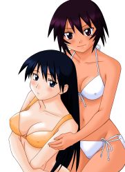 2girls azumanga_daiou brown_eyes brown_hair count_zero highres kagura multiple_girls sakaki_(azumanga_daioh) swimsuit