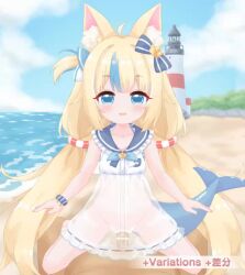 1boy 1girl :3 age_difference aged_down animal_ears animated blonde_hair blue_eyes bow breasts censored clipping closed_eyes female_focus happy happy_sex indie_virtual_youtuber legs loli long_hair navel nipples oldb on_bench open_mouth penis pussy pussy_juice sameko_saba sex skirt small_breasts small_penis solo sound spread_legs tagme vaginal video virtual_youtuber