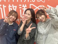 3girls aida_rikako inami_anju indoors japanese_(nationality) looking_at_viewer multiple_girls photo_(medium) real_life saito_shuka shirt standing v voice_actor