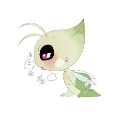 Rule 34 | 1girl, all fours, alternate eye color, antennae, between legs, blush, breath, bright pupils, celebi, colored skin, fairy wings, female focus, female masturbation, fingering, flat color, from side, full-face blush, full body, gen 2 pokemon, green skin, half-closed eyes, hand between legs, heart, heavy breathing, japanese text, legendary pokemon, masturbation, multicolored skin, mythical pokemon, nintendo, open mouth, pink eyes, pokemon, pokemon (creature), profile, simple background, solo, speech bubble, spoken heart, sweat, tongue, tongue out, translation request, two-tone skin, white background, white pupils, wings, yamada (pixiv 24040206)