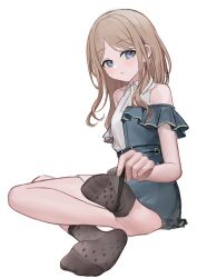 1girl absurdres bang_dream! bang_dream!_it&#039;s_mygo!!!!! blonde_hair blue_eyes feet highres long_hair looking_at_viewer nagasaki_soyo nagata_gata see-through_clothes see-through_legwear soles toes unworn_socks