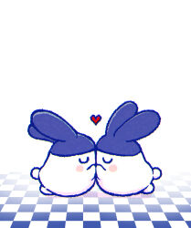 1119mna absurdres animal_couple blush_stickers closed_eyes commentary_request couple creature creature_focus heart highres kiss mimitchi no_humans rabbit simple_background tamagotchi tamagotchi_(creature) white_background
