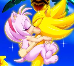 1boy 1girl amy_rose ass barefoot bbmbbf blonde_hair breasts carrying carrying_person completely_nude feet furry furry_female gold_fur gold_hair hairband hetero highres holding kiss leg_lock loli lolita_fashion mobius_unleashed nude palcomix pink_fur pink_gur pink_hair sega sex small_breasts soles sonic_(series) sonic_superstars sonic_the_hedgehog sonic_the_hedgehog_(classic) spiked_hair standing standing_sex super_amy super_amy_rose super_sonic toes tongue tongue_out transformation yellow_fur