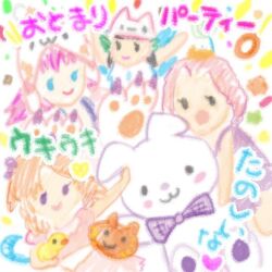 4girls animal_ears anna_(uchi_no_hime-sama_ga_ichiban_kawaii) hat kaguya_fullmoon lina_princella multiple_girls rabbit_ears sketch stuffed_toy uchi_no_hime-sama_ga_ichiban_kawaii white_hat