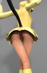 1girl 3d ass blazblue braid buruma cameltoe dark-skinned_female dark_skin female_focus highres hood photonlanccer sharp_teeth solo tail taokaka teeth twin_braids
