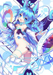 1girl :d ahoge animal_ear_headphones animal_ears ao_jun ass babydoll bare_shoulders blue_eyes blue_hair blue_ribbon cat_ear_headphones dragon_tail fake_animal_ears female_focus fingerless_gloves gloves headphones long_hair open_mouth original pixiv pixiv-tan revealing_clothes ribbon skindentation smile solo tail