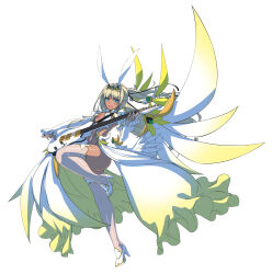 1girl alternate_costume angel_wings animal_ears aoi_nagisa_(metalder) ass bare_legs blonde_hair blue_eyes blush breasts cameltoe curvy dark-skinned_female dark_skin earrings fake_animal_ears fake_wings fingernails full_body futaba_lili_ramses guitar hair_ribbon heart heart_earrings heart_tattoo highleg highleg_leotard highres huge_ass instrument jewelry jumping leotard lilith-soft long_hair looking_at_viewer magical_girl narrow_waist official_alternate_costume playing_guitar playing_instrument pubic_tattoo revealing_clothes ribbon see-through_clothes see-through_leotard small_breasts smile solo taimanin_(series) taimanin_rpgx tattoo tentacle_and_witches thong_leotard twintails very_long_hair wide_hips wings