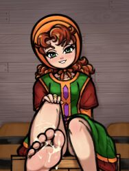 1girl after_footjob cum dragon_quest dragon_quest_vii feet foot_focus highres maribel_(dq7) tagme