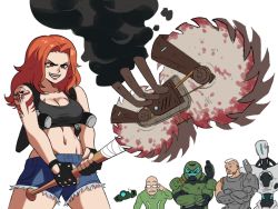 Rule 34 | crazy smile, day of wrath, day of wrath (doom fanfic), doom (series), doom 2016, doom eternal, doom guy, doom slayer, doomguy, doomslayer, highres, humanoid robot, intern (doom eternal), non-web source, quake (series), quake 1, quake 3 arena, robot, samuel hayden, smile, soulbreaker, soulbreaker (day of wrath), soulbreaker (doom), soulbreaker (infinitypilot), sports bra, surprised, tina fate, valen (doom eternal)