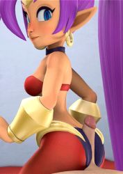 1girl 3d animated animated_gif ass blue_eyes buttjob lowres purple_hair redmoa rubbing shantae shantae_(series) uncensored