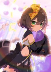 Rule 34 | 1girl, absurdres, balloon, black bow, black dress, black hair, black sleeves, blurry, blurry background, blurry foreground, blush, bow, brown hair, closed mouth, clothing cutout, commission, depth of field, detached sleeves, dress, frilled dress, frilled sleeves, frills, green eyes, hair between eyes, hair ornament, hairclip, hat, heart balloon, highres, holding, jiangshi costume, long sleeves, looking at viewer, ofuda, original, pleated dress, qingdai guanmao, shiro9jira, short hair, side cutout, skeb commission, sleeves past fingers, sleeves past wrists, smile, solo, thighhighs, white thighhighs, wide sleeves, x hair ornament