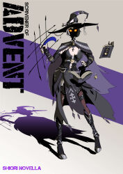 Rule 34 | 1girl, absurdres, black hair, black hat, book, dress, english text, feaurievladskov, glowing, glowing eyes, hat, highres, hololive, hololive english, lock, looking at viewer, multicolored hair, padlock, quill, shiori novella, solo, split-color hair, two-tone hair, virtual youtuber, witch, witch hat