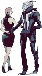 Rule 34 | black dress, commander shepard, commander shepard (female), dancing, dress, garrus vakarian, holding hands, mass effect (series), official alternate costume, tumblr, turian, wei