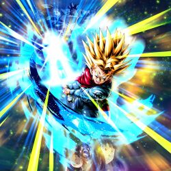 1girl 4boys aura blonde_hair couple dragon_ball dragon_ball_legends dragon_ball_super mai_(future)_(dragon_ball) multiple_boys official_art scratches serious son_goku spiked_hair super_saiyan_rage sword sword_of_hope trunks_(dragon_ball) trunks_(future)_(dragon_ball) vegeta weapon yajirobe