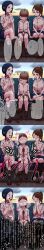 2girls absurdres black_hair brown_hair erection futanari heavy_breathing highres large_penis multiple_girls penis ricomarciano_ft sitting sleeping testicles