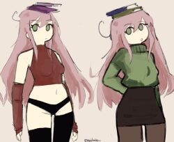 Rule 34 | absurdres, belly, book, green eyes, highres, midriff, panties, pink hair, squidmiku , thighhighs, underwear, yomikawa (shimeji simulation)