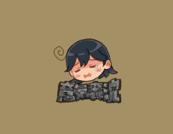 Rule 34 | 1girl, ahoge, black hair, closed eyes, commentary request, head only, kantai collection, leaning forward, long hair, sad, saiguchi otoufu, solo, tears, translation request, ushio (kancolle)