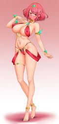 1girl absurdres alternate_costume breasts dancer feichu_keju highres pyra_(xenoblade) red_eyes red_hair solo xenoblade_chronicles_(series) xenoblade_chronicles_2