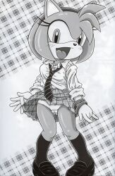 amy_rose bad_tag breasts censored comic fur furry furry_bomb furry_bomb_factory hairband half- hedgehog karate_akabon mitsuharu_takura necktie panties school_uniform skirt socks sonic_(series) tagme underwear