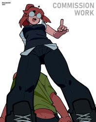 absurdres commission glasses highres pointing red_hair ryu_(ryuwanshoy) siri_jay tagme vest