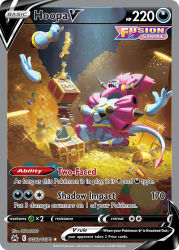 Rule 34 | artist name, balancing, black horns, black nails, book, card (medium), character name, coin, company name, copyright name, copyright notice, english text, extra arms, gem, gen 6 pokemon, glint, gold, gold coin, gold teeth, hat, hoopa, hoopa (unbound), horns, legendary pokemon, lure ball, mythical pokemon, nintendo, official art, okacheke, open mouth, poke ball, poke ball (basic), pokemon, pokemon (creature), pokemon card, pokemon focus, pokemon tcg, portal (object), rayman limbs, sharp teeth, sitting, solo, sparkle, stacking, teeth, third-party source, trading card, treasure chest, trophy