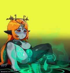 1girl 2025 absurdres aged_down anus belly blush body_markings completely_nude feet female_focus flat_chest highres legs loli long_hair magic magic_circle midna midna_(true) navel nintendo nipples nude orange_hair pointy_ears pussy red_eyes robeshiri solo stomach tagme the_legend_of_zelda thighs toes