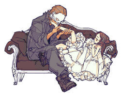 1boy 1girl age_difference attonit0 brown_hair dress halloween_(movie) jamie_lloyd kissing_foot legs mask michael_myers size_difference uncle_and_niece