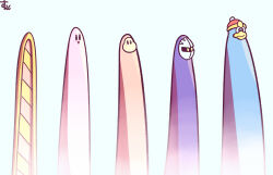 beak beanie black_eyes blush_stickers closed_mouth commentary_request expressionless hat highres hill king_dedede kirby kirby_(series) looking_ahead meta_knight nintendo no_humans no_mouth open_mouth pom_pom_(clothes) pom_pom_beanie red_hat signature simple_background smile solid_oval_eyes suyasuyabi waddle_dee white_background white_mask yellow_eyes