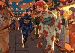 Rule 34 | 3boys, animal, asahina mirai, baby, battamonda, blunt bangs, blush, braid, carrying, carrying baby, carrying person, daifuku (precure), dating, earrings, ellee-chan, facing back, festival, floral print, floral print kimono, flower, geta, glasses, hair bun, hair flower, hair ornament, hanami kotoha, headband, highres, hijiri ageha, hirogaru sky! precure, holding, holding animal, holding candy apple, holding stuffed toy, inukai iroha, izayoi liko, japanese clothes, jewelry, kimono, lantern, mahou girls precure!, mofurun (mahou girls precure!), multicolored eyes, multicolored hair, multicolored kimono, multiple boys, multiple girls, nekoyashiki mayu, nekoyashiki yuki, night, night sky, nijigaoka mashiro, parted bangs, perspective, pinaaaa77, precure, print kimono, sandals, shop, single braid, sky, smile, sora harewataru, stuffed toy, summer festival, surprised, temple, temple gate, toyama satoru, wonderful precure!, yukata, yuunagi tsubasa