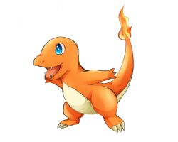 blue_eyes charmander commentary_request fire flame-tipped_tail full_body gen_1_pokemon meiko_(nattu303) nintendo no_humans open_mouth pokemon pokemon_(creature) simple_background tail white_background