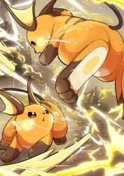 Rule 34 | absurdres, brown eyes, commentary, electricity, gen 1 pokemon, highres, nintendo, no humans, open mouth, pokemon, pokemon (creature), raaaichupudding, raichu, v-shaped eyes