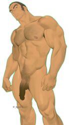 0picky 1boy abs adam&#039;s_apple bara beard_stubble blank_censor buzz_cut censored chest_hair completely_nude facial_hair feet_out_of_frame flaccid golden_kamuy green_outline hairy head_tilt highres large_pectorals looking_at_viewer male_focus male_pubic_hair mature_male muscular muscular_male navel navel_hair nipple_hair nipples nude outline pectorals penis pubic_hair short_hair solo sparse_leg_hair sparse_navel_hair standing stomach stubble tanigaki_genjirou thick_chest_hair thick_eyebrows thick_neck thick_thighs thighs very_short_hair