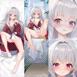 clara_(honkai:_star_rail) feet highres honkai:_star_rail honkai_(series) legs looking_at_viewer panties presenting presenting_feet red_eyes underwear white_hair