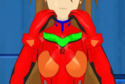 Rule 34 | 1girl, 3d, animated, animated gif, arched back, blue eyes, blush, breasts, brown hair, dancing, mecha pilot suit, mikumikudance (medium), moaning, neon genesis evangelion, orgasm, plugsuit (evangelion), sexually suggestive, small breasts, smile, souryuu asuka langley