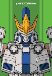 absurdres assault_visor character_name commentary green_background green_visor gundam gundam_wing gundam_wing:_endless_waltz highres mecha mecha_focus mobile_suit no_humans robot science_fiction solo straight-on tallgeese_iii upper_body v-fin voxiela