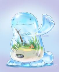 Rule 34 | . ., afloat, algae, black eyes, blue skin, branch, closed eyes, closed mouth, colored skin, commentary, corphish, english commentary, gen 2 pokemon, gen 3 pokemon, gen 7 pokemon, nanami lusia, nintendo, no humans, nostrils, open mouth, pokemon, pokemon (creature), quagsire, sand, scallop, seashell, seaweed, shell, simple background, sleeping, smile, solid circle eyes, standing, swimming, tail, twitter username, water, watermark, wimpod, wooper