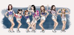 6+girls artenikat black_hair blue_background brown_hair cardigan closed_eyes commentary crop_top crying english_commentary flexing girls&#039;_generation highres hyoyeon_(girls&#039;_generation) k-pop long_hair long_sleeves looking_at_viewer multiple_girls one_eye_closed parted_bangs pink_hair real_life seohyun_(girls&#039;_generation) shoes shorts size_difference sleeveless smile sooyoung_(girls&#039;_generation) sunny_(girls&#039;_generation) taeyeon_(girls&#039;_generation) tears tiffany_(girls&#039;_generation) white_shoes white_shorts yoona_(girls&#039;_generation) yuri_(girls&#039;_generation)