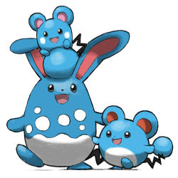 :3 animal_ears azumarill azurill blacknirrow creatures_(company) evolutionary_line game_freak gen_2_pokemon gen_3_pokemon marill mouse_ears nintendo open_mouth pokemon pokemon_(creature) simple_background sitting sitting_on_person smile tail