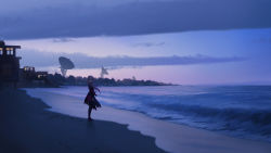 Rule 34 | 1girl, beach, black coat, cityscape, cloud, cloudy sky, coat, dusk, female focus, floating hair, full body, girls&#039; frontline, gloves, hair between eyes, headgear, highres, long hair, looking at viewer, m4 sopmod ii (girls&#039; frontline), m4 sopmod ii (mod3) (girls&#039; frontline), mod3 (girls&#039; frontline), multicolored hair, ocean, open mouth, outdoors, pink hair, radio telescope, red eyes, red hair, sand, scenery, sidelocks, sky, smile, solo, standing, streaked hair, torn clothes, torn coat, waves, wide shot, wind, zi ye (hbptcsg2)