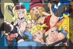 3girls 4boys after_fellatio animal_penis anus ash_ketchum ass bike_shorts black_hair black_shirt black_shorts black_thighhighs blonde_hair blue_fur bonnie_(pokemon) breasts brother_and_sister brown_hair caressing_testicles censored clemont_(pokemon) clothes_lift clothes_pull dog_penis erection gen_1_pokemon gen_4_pokemon glasses hat hetero high-waist_skirt highres incest interspecies jcm2 knotted_penis korrina_(pokemon) loli lucario mosaic_censoring multiple_boys multiple_girls nintendo nipples no_panties one_leg_raised open_mouth penis pikachu pink_hat pleated_skirt pokemon pokemon_(anime) pokemon_(creature) pokemon_xy_(anime) pokephilia porkpie_hat pussy pussy_juice red_skirt saliva serena_(pokemon) sex shirt shirt_lift shorts shorts_pull siblings skirt skirt_lift sleeveless sleeveless_shirt small_breasts spread_pussy testicles thighhighs tongue tongue_out torn_bike_shorts torn_clothes vaginal white_skirt