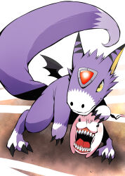 Rule 34 | antennae, claws, digicore interface, digimon, digimon (creature), digital monster x-evolution, dorumon, open mouth, pixiv user (16868844), sharp teeth, tail, teeth, tokomon, tongue, wings