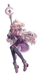 0zdegod absurdres ahoge boots fingerless_gloves gloves grey_hair hair_intakes highres mabinogi multicolored_eyes pantyhose rowan_(mabinogi) sleeveless two-tone_eyes wand yellow_eyes