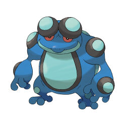 artist_request closed_mouth full_body gen_5_pokemon looking_at_viewer nintendo nostrils official_art pokemon pokemon_(creature) pokemon_bw pokemon_focus red_eyes seismitoad simple_background smile solo standing third-party_source white_background