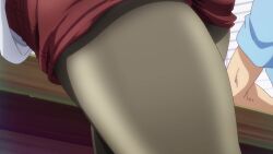 Rule 34 | 1boy, 1girl, animated, anime screenshot, ass, ass focus, black hair, black pantyhose, blue shirt, denim, denim shorts, grand blue, highres, huge ass, kitahara iori, kotegawa chisa, pantyhose, shirt, shorts, sound, tagme, thick thighs, thighs, video, white shirt